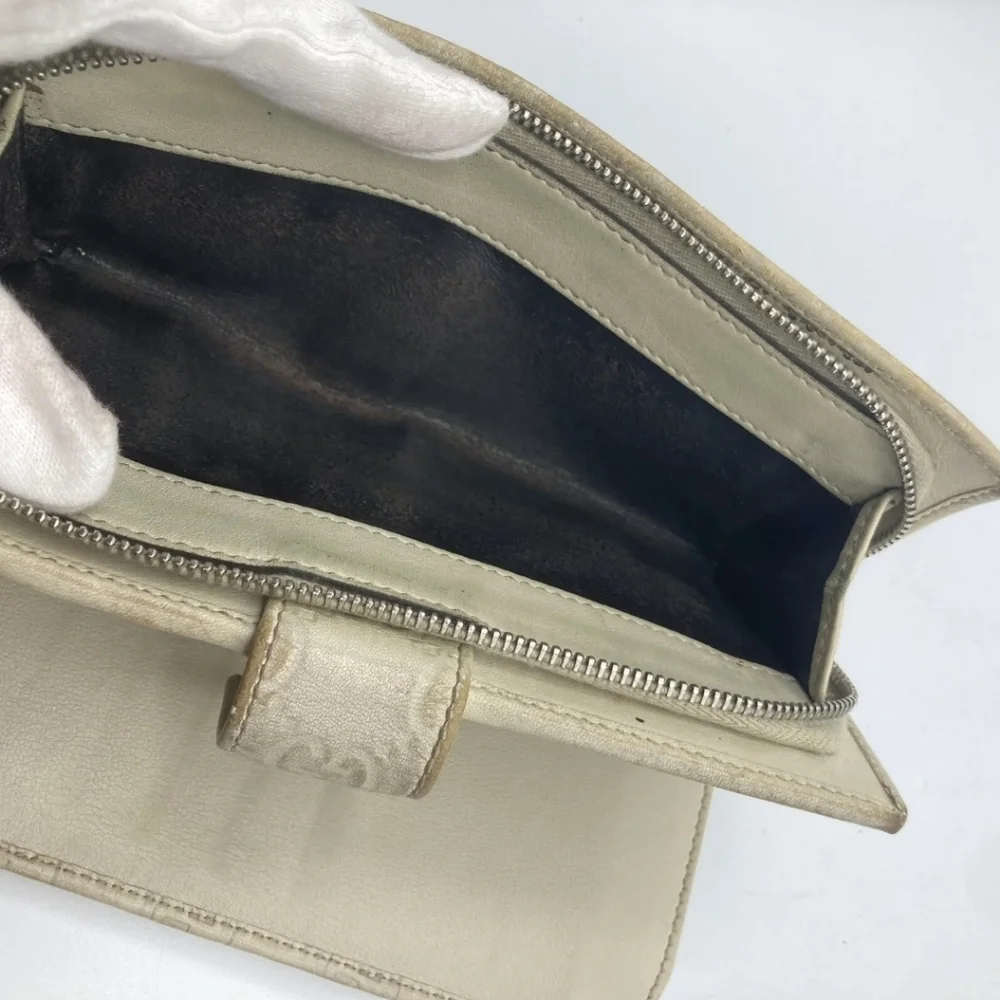 🤍🔹️GUCCI🔹️ purse long Cow Leather wallet Guccissima ivory - Picture 11 of 17